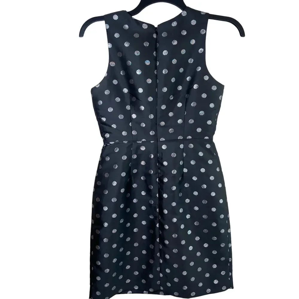 J. Crew Silver Polka Dot Bubble Skirt Dress Womens 2 Metallic Classy Chic Preppy
